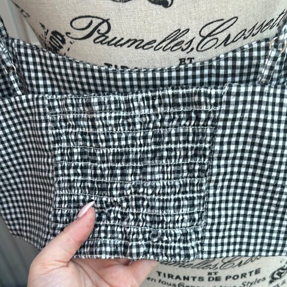 J. Galt Black and White Checkered Cropped Bra Cotton Top - Picture 8 of 9